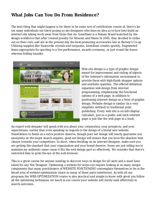 What Jobs Can You Do From Residence?