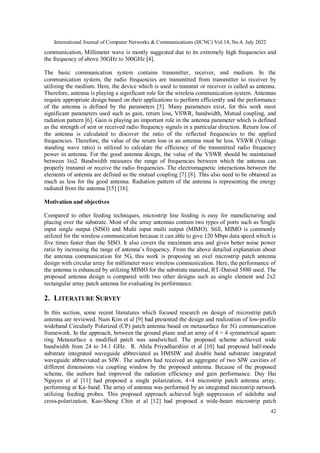 DESIGN AND ANALYSIS OF MIMO PATCH ANTENNA FOR 5G WIRELESS COMMUNICATION ...
