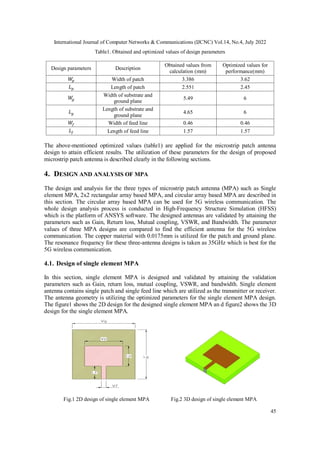 DESIGN AND ANALYSIS OF MIMO PATCH ANTENNA FOR 5G WIRELESS COMMUNICATION ...