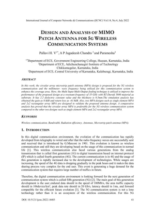 Design and Analysis of MIMO Patch Antenna for 5G Wireless Communication ...