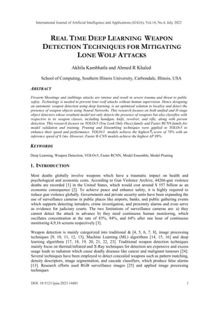 Real Time Deep Learning Weapon Detection Techniques for Mitigating Lone ...