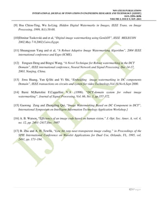 A NOVEL APPROACH FOR IMAGE WATERMARKING USING DCT AND JND TECHNIQUES | PDF