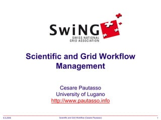 Scientific and Grid Workflow
                   Management

                     Cesare Pautasso
                   University of Lugano
                 http://www.pautasso.info


8.5.2009            Scientific and Grid Workflow (Cesare Pautasso)   1
 