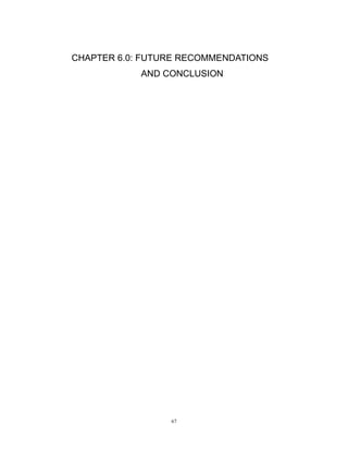 67
CHAPTER 6.0: FUTURE RECOMMENDATIONS
AND CONCLUSION
 