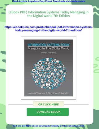 (eBook PDF) Information Systems Today Managing in the Digital World 7th ...