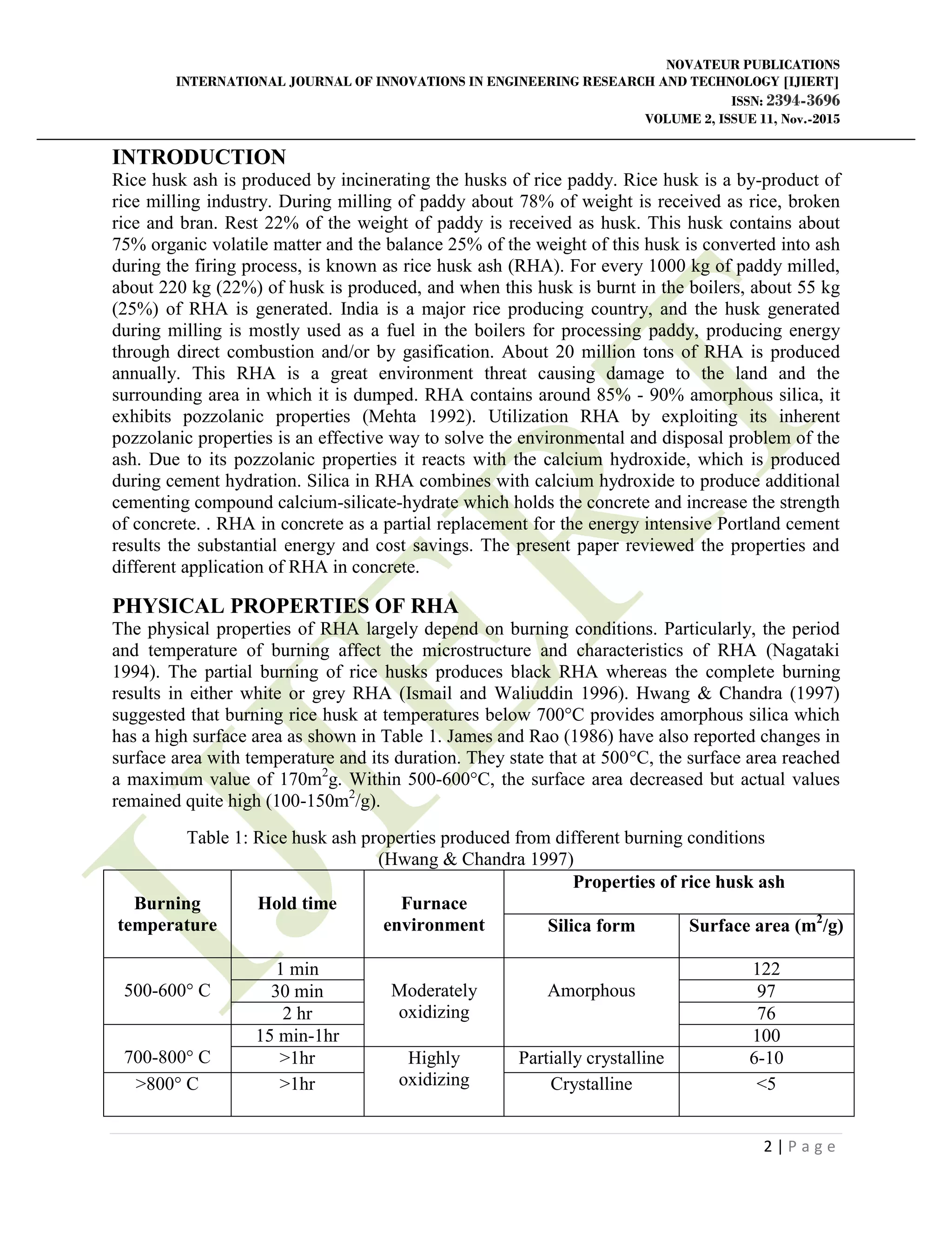 A REVIEW ON UTILIZATION OF RICE HUSK ASH IN CONCRETE | PDF