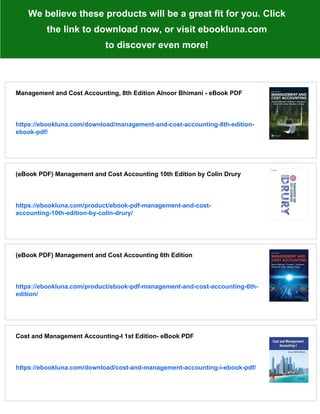 (eBook PDF) Management and Cost Accounting 7th Edition by Alnoor ...