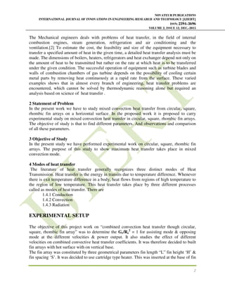 EXPERIMENTAL STUDY OF MIXED CONVECTION HEAT TRANSFER USING CIRCULAR ...