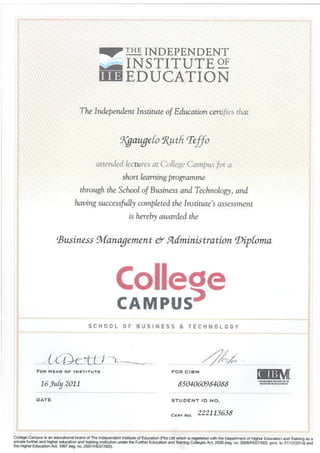Diploma Business Management and Administration
