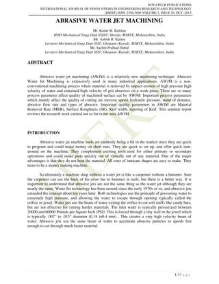 ABRASIVE WATER JET MACHINING | PDF
