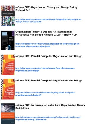 (eBook PDF) Organization Theory & Design 13th Edition | PDF
