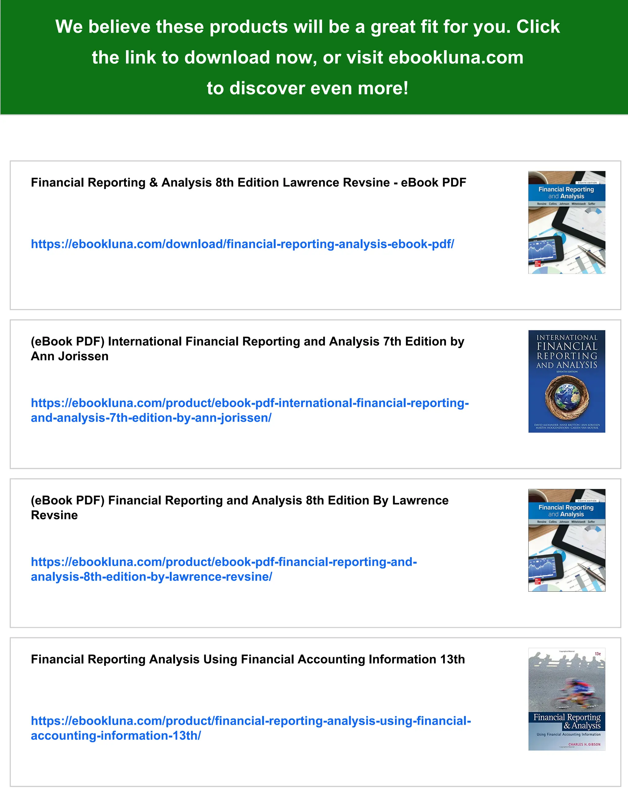 eBook PDF) International Financial Reporting & Analysis 8th