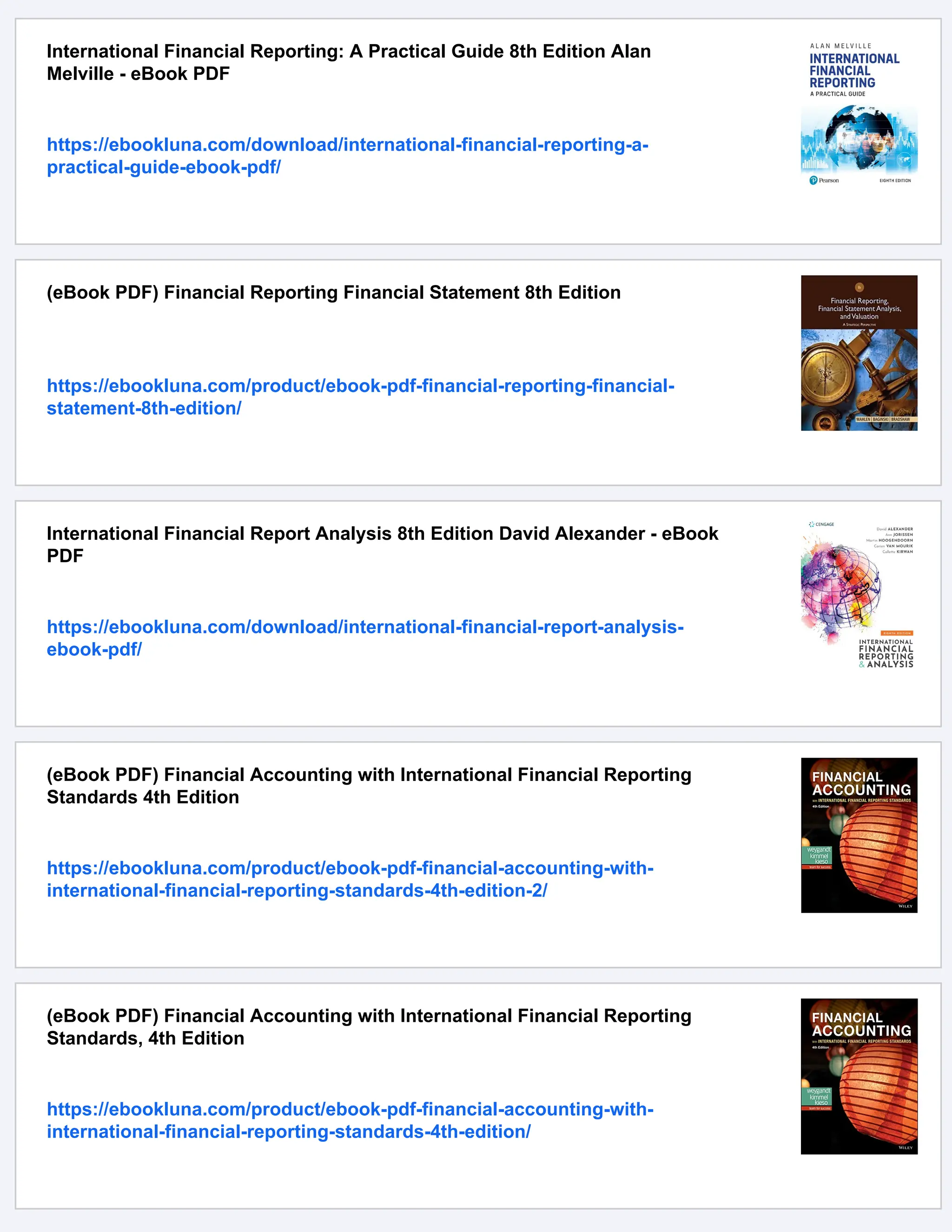 eBook PDF) International Financial Reporting & Analysis 8th