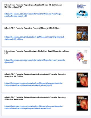 eBook PDF) International Financial Reporting & Analysis 8th