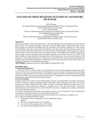 ANALYSIS OF STRESS RELIEVING FEATURES OF ASYMMETRIC SPUR GEAR | PDF