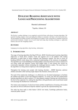 Dyslexic Reading Assistance Using Language Processing and Deep Learning ...