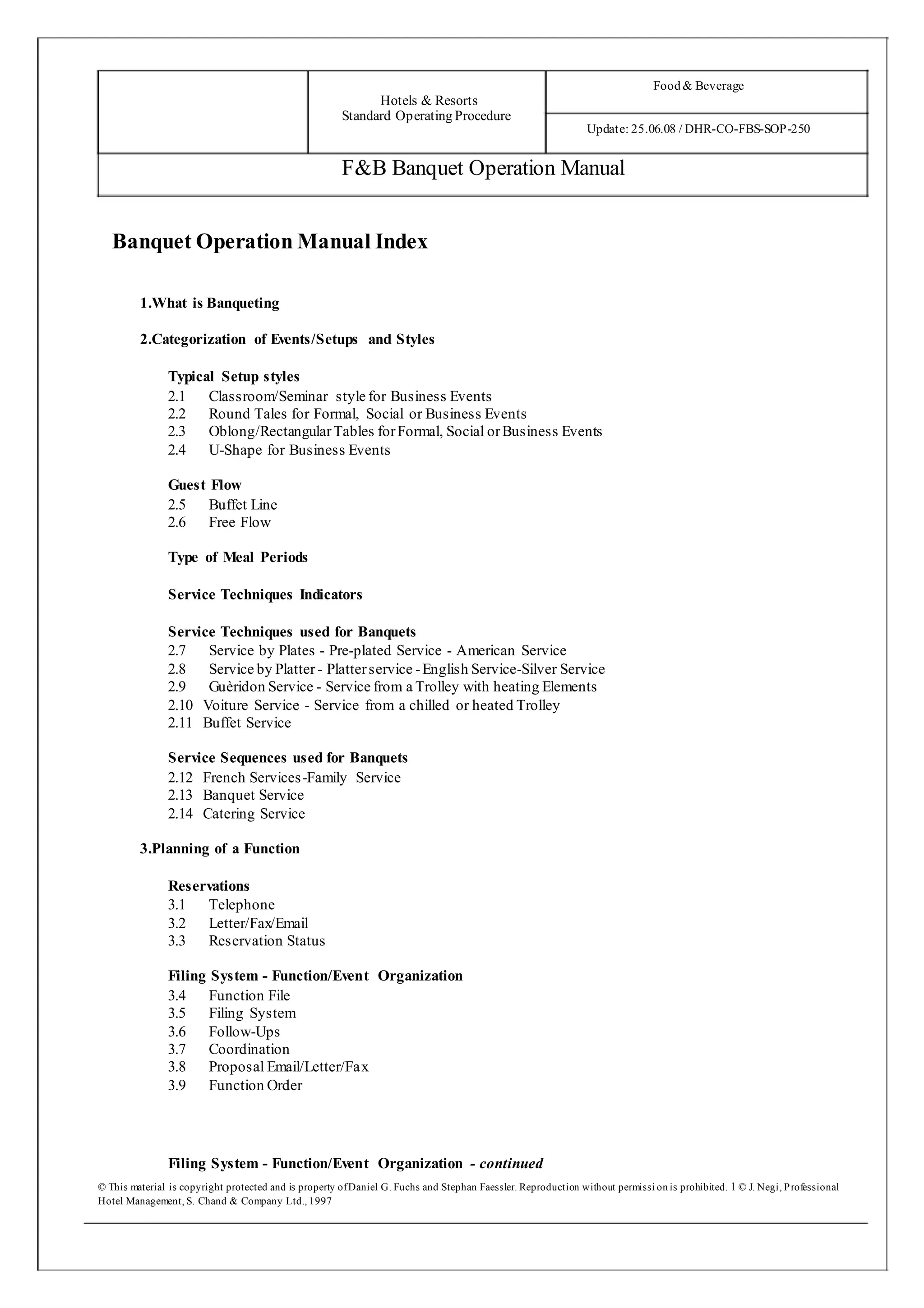 banquet program order of service sop banquets service... 145554520 banquet-operation-manual | DOC