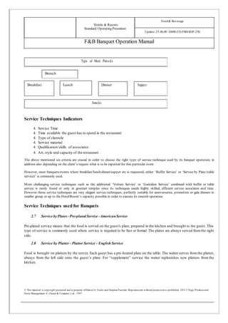 banquet program order of service sop banquets service... 145554520 banquet-operation-manual | DOC