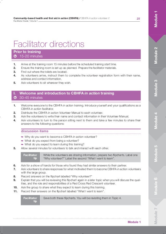 Facilitator Guide for Communitybased Health and First AidVol1