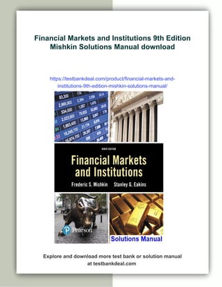 Financial Markets and Institutions 9th Edition Mishkin Solutions Manual ...