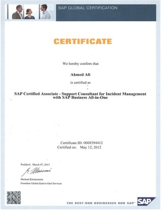 SAP Certificate