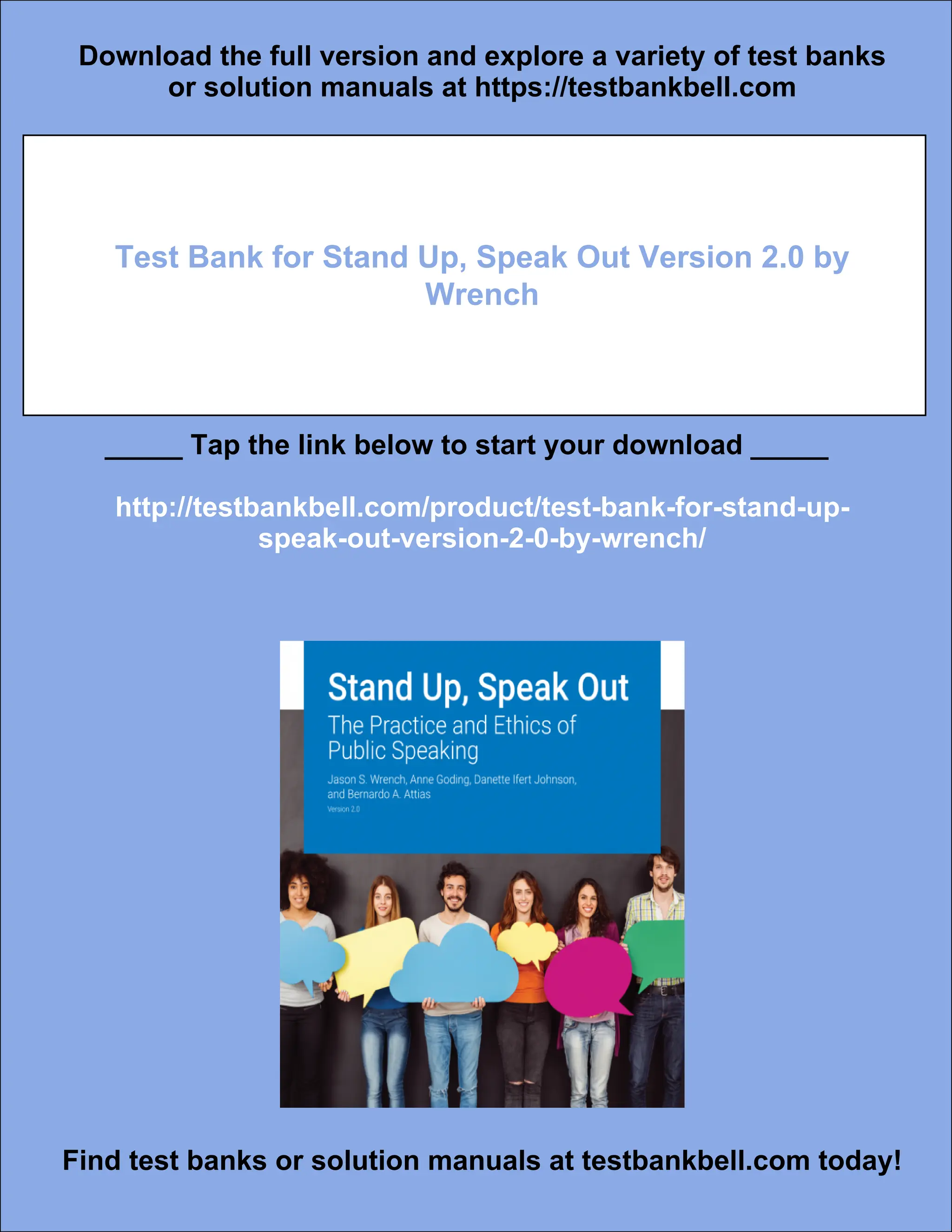 Test Bank for Stand Up, Speak Out Version 2.0 by Wrench | PDF