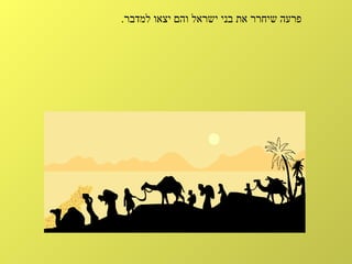 ‫פרעה שיחרר את בני ישראל והם יצאו למדבר.‬
 