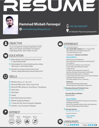 Resume Hammad Misbah
