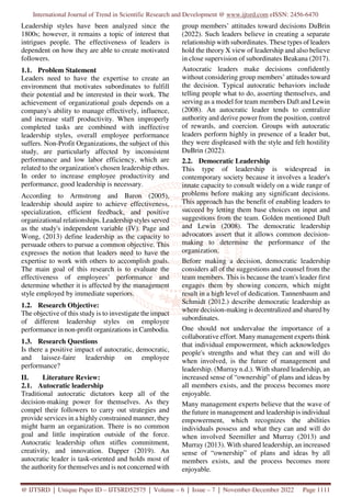 Impact of Leadership Styles on Employee Performance Case Study of a Non ...