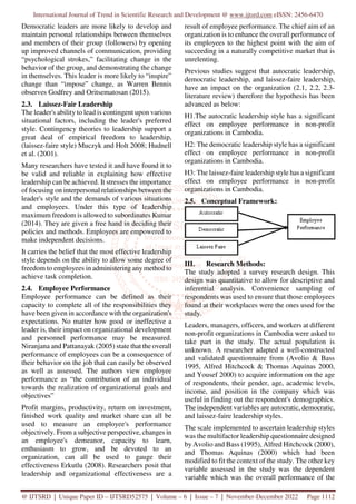 Impact of Leadership Styles on Employee Performance Case Study of a Non ...