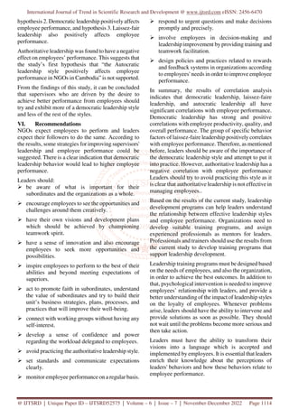 Impact of Leadership Styles on Employee Performance Case Study of a Non ...