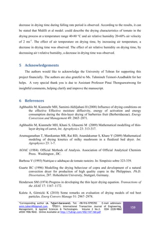 Mathematical Modeling of Thin Layer Drying Kinetics of Tomato Influence ...