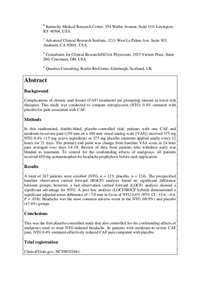 Nitroglycerin Paste For Rectal Fissure