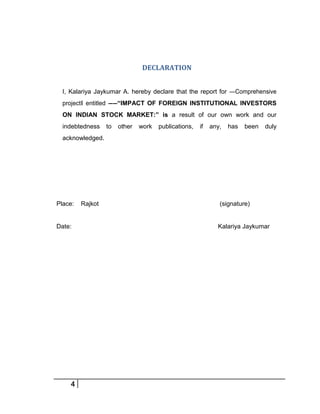 Impact of FII on indian stock market | PDF