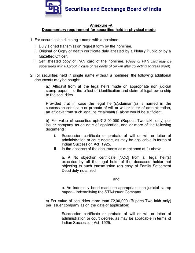 affidavit for no objection certificate