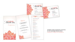 Programme
AsiaHedge
Awards 2015
Invitation, ticket, programme, and menu
for the AsiaHedge Awards dinner
designed for Hedge Fund Intelligence
Menu
Lemon grass marinated king salmon and
Alaskan crab meat salad
with sisho cress, broccoli puree, pearl yuzu
Boston lobster bisque
ﬂambéed with Cognac, basil and tarragon
Duo of pan fried Wagyu beef ﬁllet and foie gras
with wilted mushrooms, fondant potatoes, trufﬂe sauce
Guanaja 70% chocolate cremeux
accompanied by fresh raspberries and vanilla ice cream
Freshly brewed coffee and tea
with assorted petits fours
Funds of the year 2015
ARBITRAGE & RELATIVE VALUE
Northwest Fund
Pine River Asia Master Fund
True Partner Fund
ASIA EX-JAPAN
Allard Investment Fund
CC Asia Absolute Return Fund
EA Asia Absolute Return Fund
K2 Asian Absolute Return Fund
Kiara Asia Paciﬁc Hedge Fund
Knight Mekong Fund
Platinum Asia Fund
ASIA INC-JAPAN
Doric Asia Paciﬁc Small Cap Fund
Nezu Asia Fund
Nezu Cyclicals Fund
Sensato Asia Paciﬁc Master Fund
WF Asia Offshore Fund
CHINA
APS Greater China Long Short Fund
ChinaAMC China Growth Fund
Greenwoods A-Share Opportunities Fund
Marco Polo Pure China Fund
NB Greater China Long Short Equity Fund
SMC China Opportunity Fund
Tairen China Fund
EVENT DRIVEN
Athos Asia Event Driven Fund
Evenstar Sub Fund 1 Segregated Portfolio
Owl Creek Asia Fund
Simplex Value Up Trust
UG Hidden Dragon Special Opportunity Fund
FIXED INCOME, HIGH YIELD & DISTRESSED
AHP Asia Credit Opportunities Segregated Portfolio
ASM Connaught House Fund
ChapelGate Credit Opportunity Fund
Samena India Credit Fund
Sentosa Asian Credit Fund
AsiaHedge
Awards 2015
29 OCTOBER 2015
Island Shangri-La
Paciﬁc Place | Supreme Court Road | Hong Kong
Dress Business formal
Drinks 7.00pm
Dinner 8.00pm
HedgeFund Intelligence
is delighted to invite you to the AsiaHedge Awards 2015,
to celebrate the best performing Asia-Paciﬁc hedge funds.
RSVP
Jenny Shepherd, HedgeFund Intelligence
E: jenny.shepherd@hedgefundintelligence.com
AsiaHedge
Awards 2015
29 OCTOBER 2015
Island Shangri-La, Paciﬁc Place
Supreme Court Road, Hong Kong
Dress Business formal
Drinks 7.00pm
Dinner 8.00pm
This ticket and a business card must be
presented at the door for entry to the Awards
TICKET
 