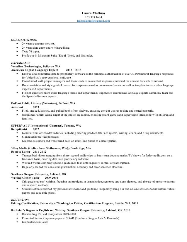 Editor gaming resume washington
