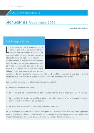 I N F ’ O S E | N o v e m b r e 2 0 1 9
4 ACTUALITÉS NOVEMBRE 2019
Loi Energie Climat
L
a publication, ce 9 novembre de la...