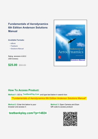 Comprehensive Solutions Manual for Fundamentals of Aerodynamics 6th ...