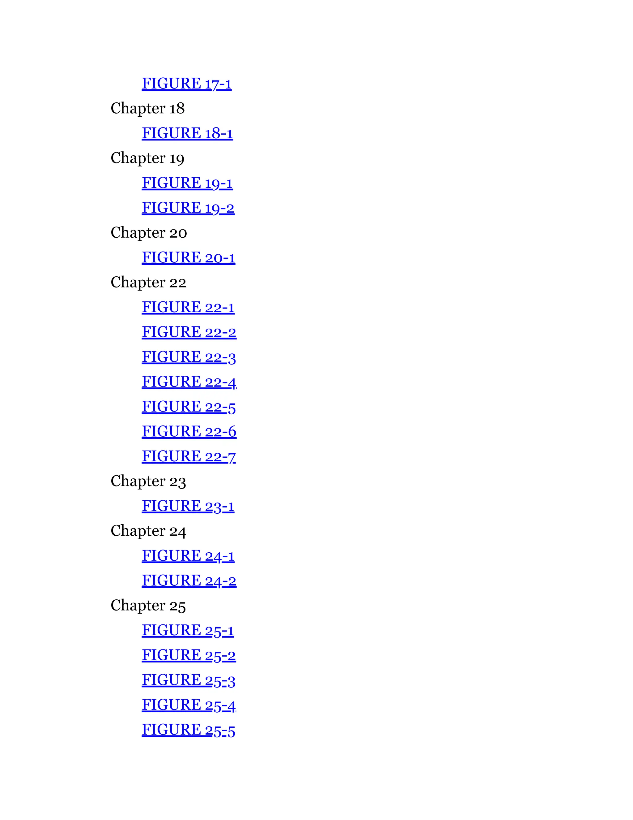 FIGURE 17-1
Chapter 18
FIGURE 18-1
Chapter 19
FIGURE 19-1
FIGURE 19-2
Chapter 20
FIGURE 20-1
Chapter 22
FIGURE 22-1
FIGURE 22-2
FIGURE 22-3
FIGURE 22-4
FIGURE 22-5
FIGURE 22-6
FIGURE 22-7
Chapter 23
FIGURE 23-1
Chapter 24
FIGURE 24-1
FIGURE 24-2
Chapter 25
FIGURE 25-1
FIGURE 25-2
FIGURE 25-3
FIGURE 25-4
FIGURE 25-5
 