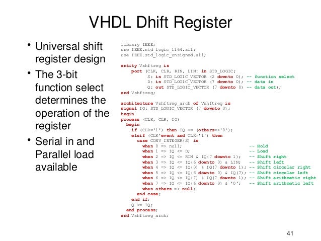 Parallel Input Serial Output Shift Register Vhdl Code