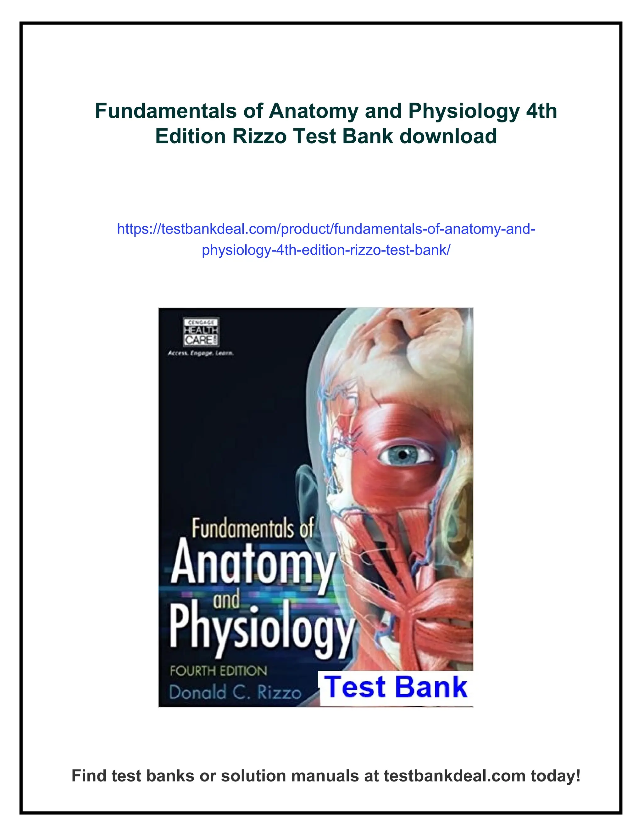 Fundamentals of Anatomy and Physiology 4th Edition Rizzo Test Bank | PDF