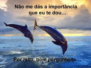 Por isso, hoje pergunto-te…
Não me dás a importância
que eu te dou…
 