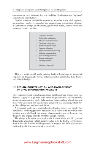 Cf Engineering Integrated Design and Cost Management for Civil Engineers 1st Edition ...