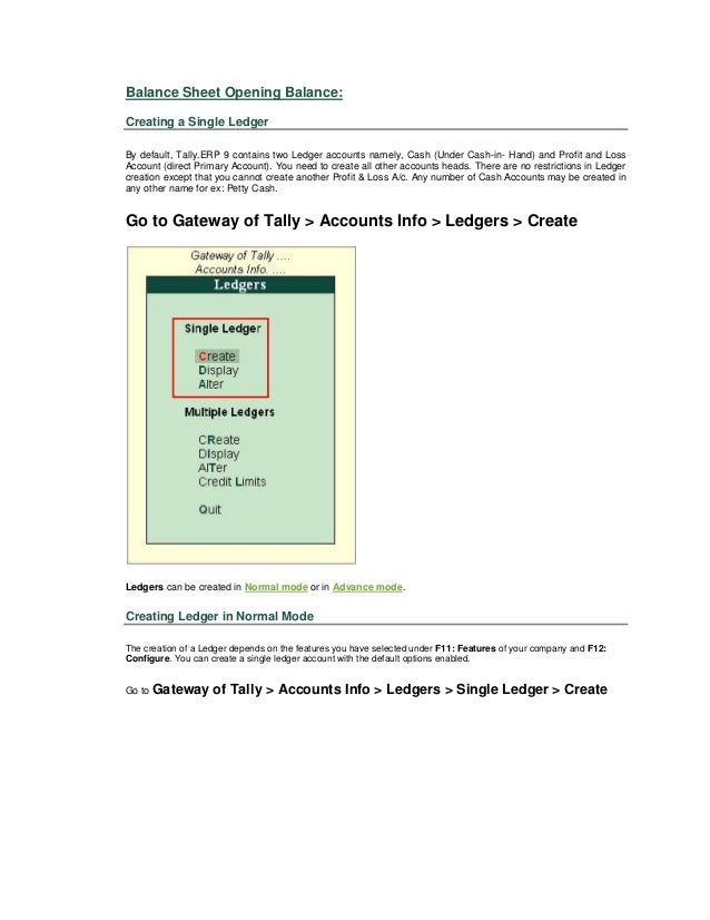 opening balance sheet