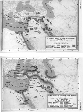 % .
„
C o r í n t O 0
°Ateno5
oEsporto
L I O / . 'Oy
Séfarad ?
Sordis ¿¡$&^ SjmaiCarquemis
CAFTOR
E L si
IATNANA
OUITIA
*x
Ge balo
Sidón0
GR A N ' O Í Jiioo
Arpado
Calne?° „
Tifso0
ad °Hamat
c-
u&A..oGoséft _
Harán'
(Lago
Vrmia)
Qur Saruktn
N í n i v e y c A r b e l a
Cola - £ oArrof ka
Asur
6
oZoa
M¿n
í?V°0¡i'
Jerusalén
• ^
oDamasco
KEDAR
^ft-Babilonia
Sipar
°gCuta
m
Lo
Mte.
Sino
0EI01
"*¿.
oDuma
oTema
oNipur
oErec
Uro
Antigua
xf> Cosía de M«it
« -o oTebas
>
^No
_,S¡ene _ >
Elefantina"
W
EL IMPERIO ASIRIO EN TIEMPOS DE ISAÍAS
(c. 700 a. de J. C.)
. ESCALA EN KILÓMETROS
0 160 321 482 643 804
EL IMPERIO ASIRÍA
PAÍSES Y PUEBLOS
PAGADORES DE TRIBUT
EL REINO ELAMITA
EL REINO DE EGIPTO
CIUDADES Y VILLAS
40-
1
605
-
°Olbia
¿tafru»
PÓdeseus
-OApolonia
¿Biíancloo •
i*
N E Q DiOKorios^.CJ.
; • • pSinop» .<& ^
%'%,
m
• O
CoritltO?, °Atena« • £ * !
E$partag ' •
- „Serarad
pTrapeius
URARTU
ARARAT
f
* i
(Lago Van) ' O
(Lago
l/rmía)
Tarto
LICIA Cülpy ^ " » u e m
oArbela
Tifsa^
CAFTOR
E L Af A
SCirene
OUITIM
C
Í A N D Í
Hamat o
Arvado
Gebal0
S¡dón¿¡
oTadmor
E*/„
Acmeta
Ecbatana
Port.> a ¡dG a I a
°
Mentís
r O D
™ B a b i l o n i a * ^ Sulán
W i ¿ «DAR N,pur„ > , U -*
oDuma u r
* "••-.
•^0 Antigua Costa de Mar iQOLfO
PÉRSICO)
fe
Mte.
Sinaí
* i A
<í
oTema
oDedán
IMPERIOS RIVALES EN TIEMPOS DE JEREMÍAS
(e. 585 a. de J. C.)
ESCALA EN KILÓMETROS
0 160 .321 «B2 643 804
IMPERIO BABILÓNICO
IMPERIO MEDIO
EL REINO DE EGIPTO
EL IMPERIO DE LIDIA
INFLUENCIA Y
COLONIZACIÓN
GRIEGAS
TIRO INDEPENDIENTE
CIUDADES Y VILLAS
40*
 