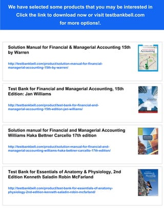 Solution Manual for Financial Accounting 15th Edition by Williams | PDF
