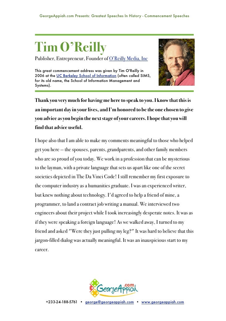 Tim O Reilly S Commencement Speech At Uc Berkeley Sims Tim O Reilly S Commencement Speech At Uc Berkeley Sims