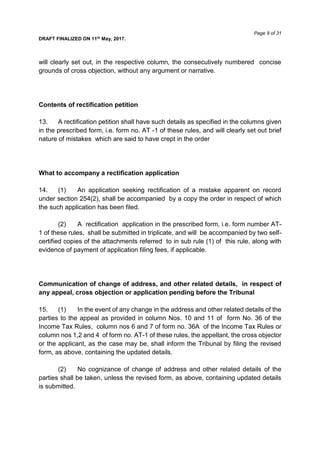 Finalized Draft of ITAT Rules 2017 | PDF