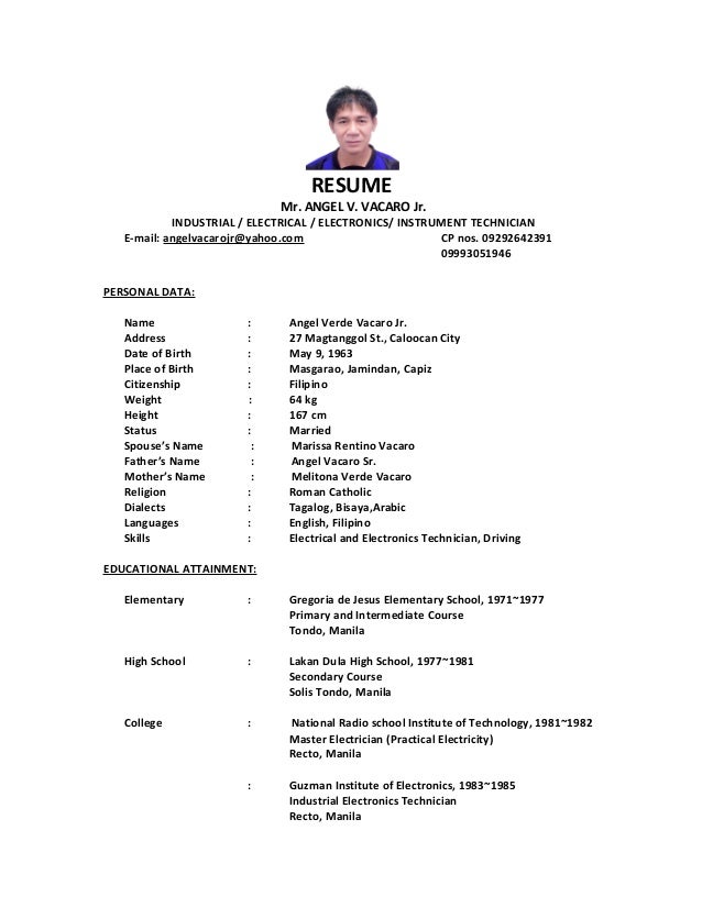 Electronic technician ksa resume